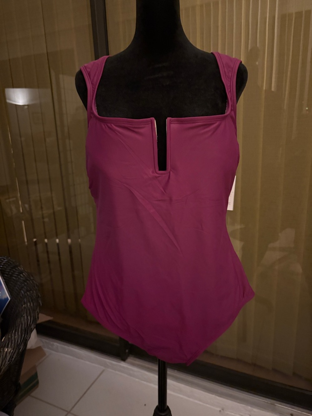 Women’s Magenta One-Piece Swimsuit with Notch Front